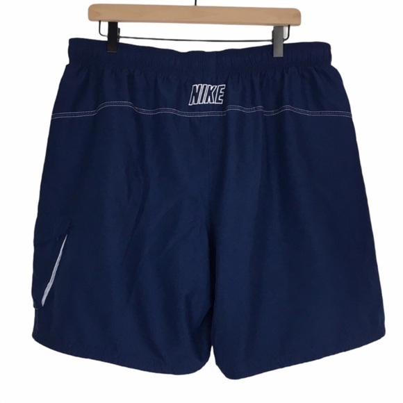 NIKE Swim Trunks Shorts Men Navy Blue White Spellout Classic Beach Pool Size XXL - Picture 4 of 12